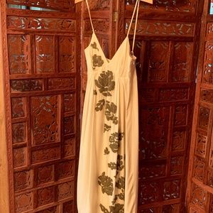 Max Azria Silk Cream Beaded Gown